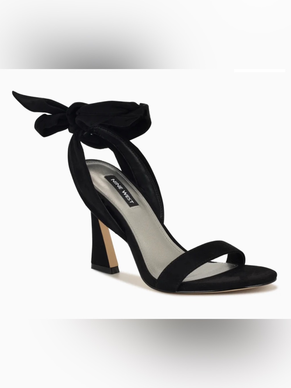 Nine West Womens Black Kelsie Soft Suede Wrap Ankle Open Toe Heeled Shoes 9.5M
